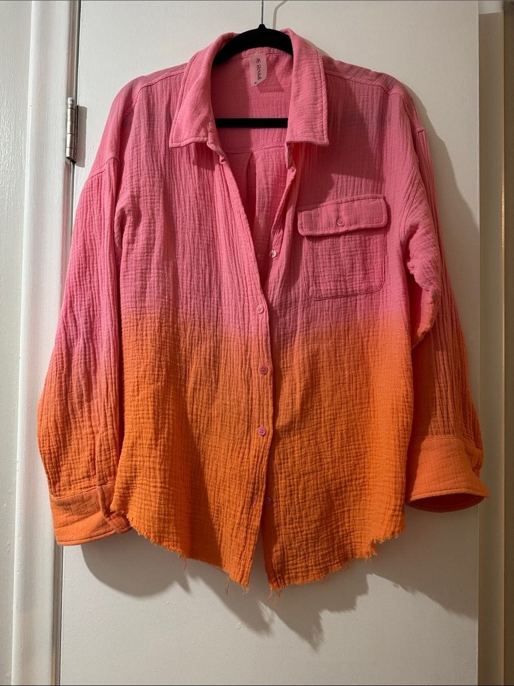 Pink to Orange Ombre Button-Up Shirt